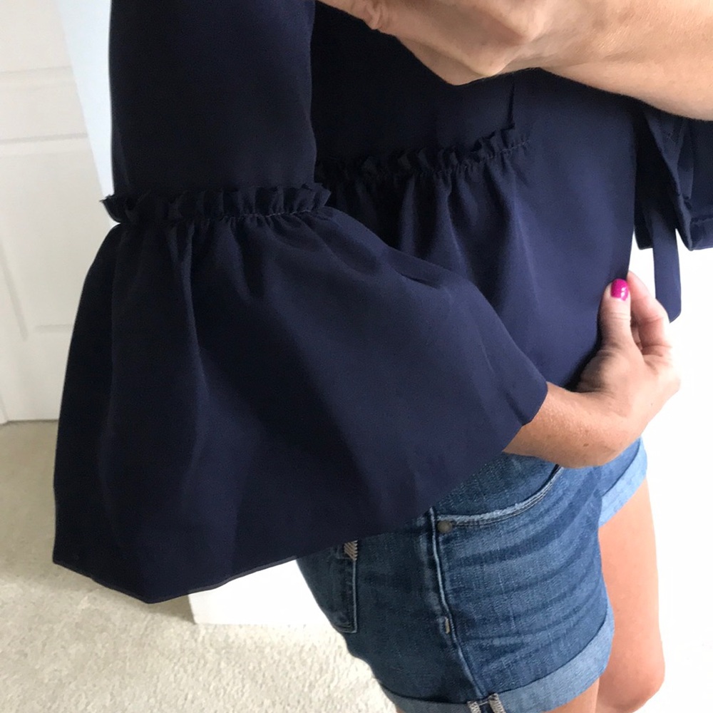 Blue Open Front Blazer - Picture 6 of 7